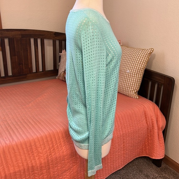 Rag & Bone Turquoise Ariana Open Knit Flyaway open Back Cotton Sweater size XS - Picture 5 of 14